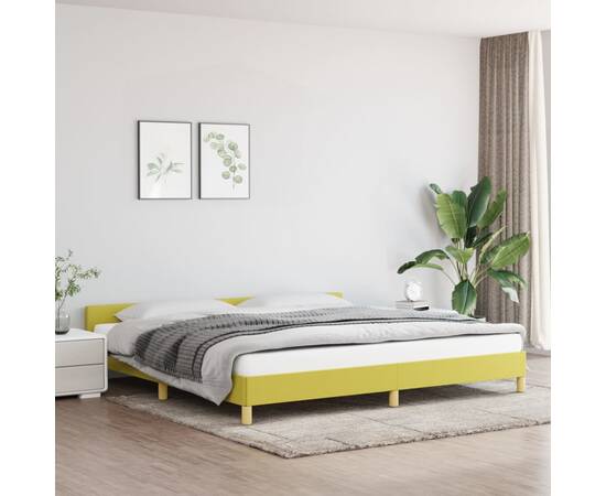 Cadru de pat cu tăblie, verde, 200x200 cm, textil