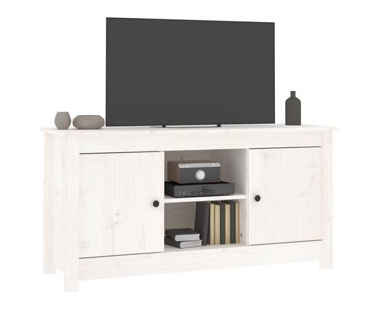 Comodă tv, alb, 103x36,5x52 cm, lemn masiv de pin, 8 image