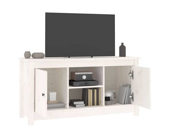 Comodă tv, alb, 103x36,5x52 cm, lemn masiv de pin, 7 image