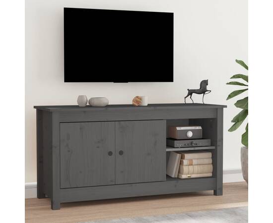 Comodă tv, gri, 103x36,5x52 cm, lemn masiv de pin