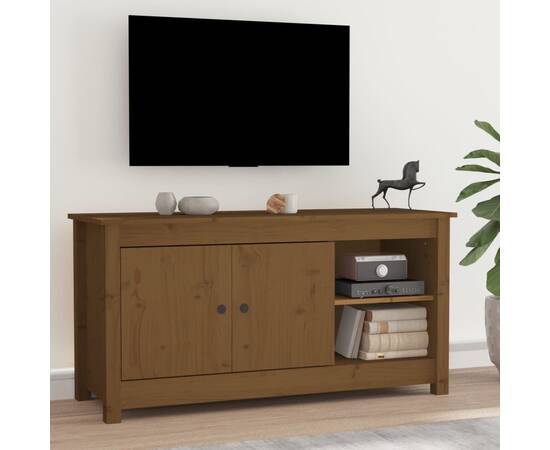 Comodă tv, maro miere, 103x36,5x52 cm, lemn masiv de pin