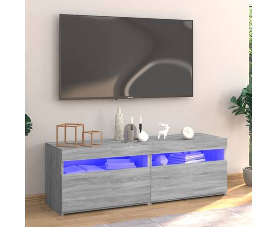 Comodă tv cu lumini led, gri sonoma, 120x35x40 cm