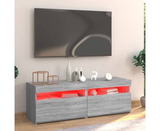 Comodă tv cu lumini led, gri sonoma, 120x35x40 cm, 5 image