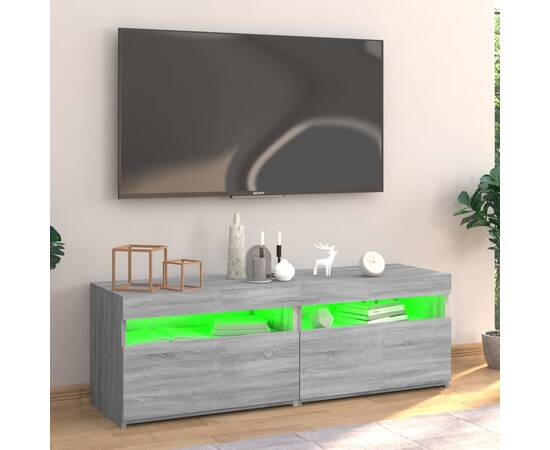 Comodă tv cu lumini led, gri sonoma, 120x35x40 cm, 6 image