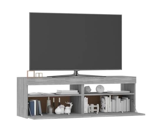 Comodă tv cu lumini led, gri sonoma, 120x35x40 cm, 7 image