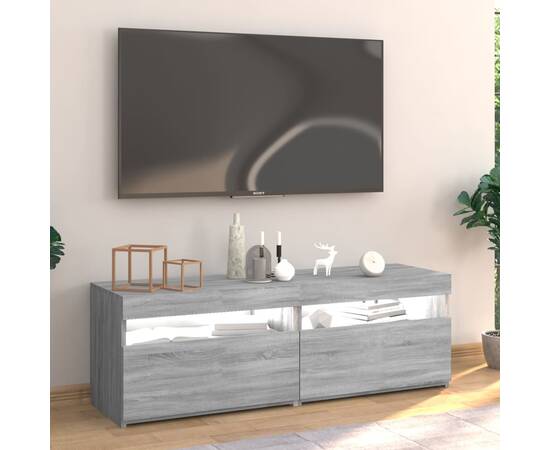 Comodă tv cu lumini led, gri sonoma, 120x35x40 cm, 4 image