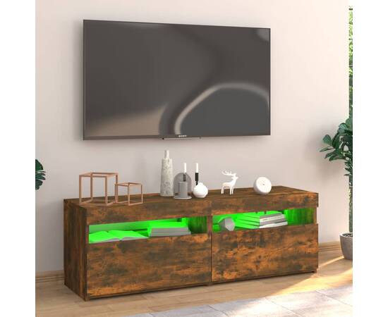 Comodă tv cu lumini led, stejar fumuriu, 120x35x40 cm, 6 image