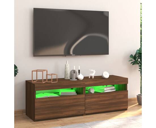 Comodă tv cu lumini led, stejar maro, 120x35x40 cm, 6 image