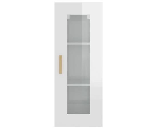 Dulap de perete suspendat, alb extralucios, 34,5x34x90 cm, 7 image