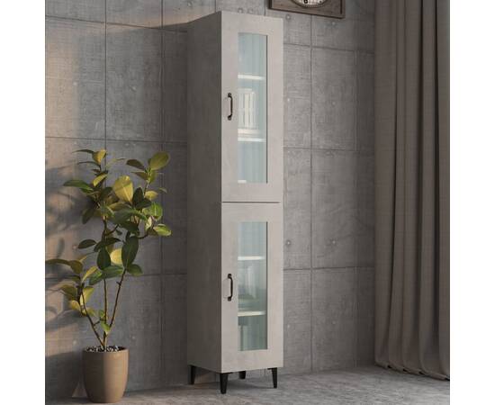 Dulap de perete suspendat, gri beton, 34,5x34x90 cm, 3 image