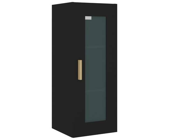 Dulap de perete suspendat, negru, 34,5x34x90 cm, 2 image