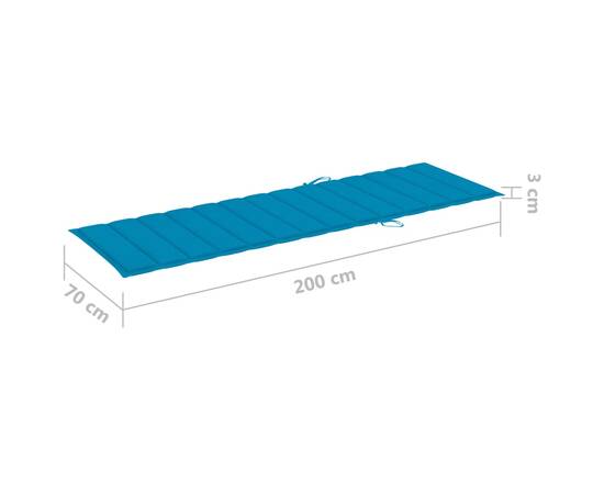 Pernă de șezlong, albastru, 200x70x3 cm, material textil, 6 image