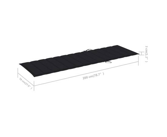 Pernă de șezlong, negru, 200x70x3 cm, material textil, 6 image