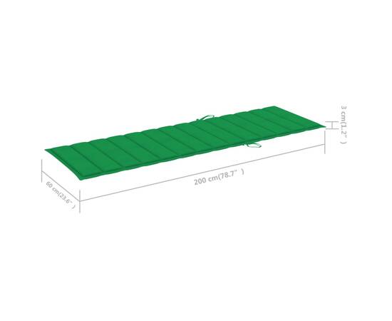 Pernă de șezlong, verde, 200x60x3 cm, material textil, 6 image