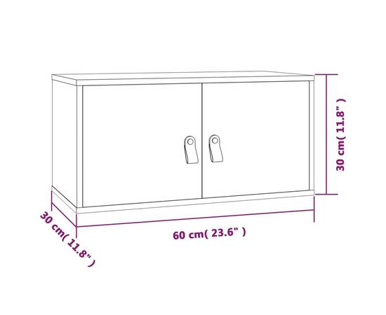 Dulap de perete, alb, 60x30x30 cm, lemn masiv de pin, 11 image