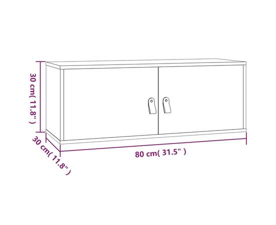 Dulap de perete, alb, 80x30x30 cm, lemn masiv de pin, 11 image