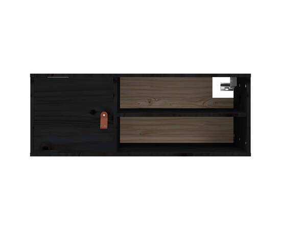 Dulap de perete, negru, 80x30x30 cm, lemn masiv de pin, 6 image