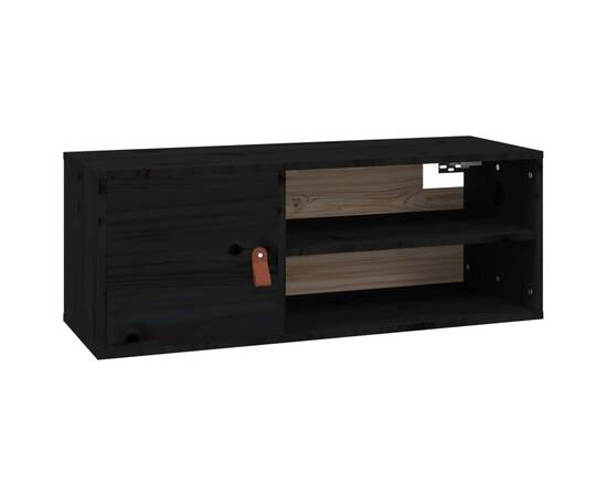 Dulap de perete, negru, 80x30x30 cm, lemn masiv de pin, 2 image