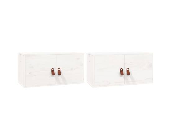 Dulapuri de perete 2 buc. alb, 60x30x30 cm, lemn masiv de pin, 2 image