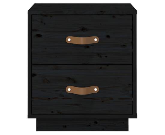 Noptieră, negru, 40x34x45 cm, lemn masiv de pin, 5 image