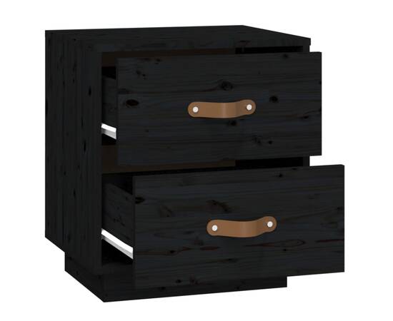 Noptiere, 2 buc., negru, 40x34x45 cm, lemn masiv de pin, 8 image