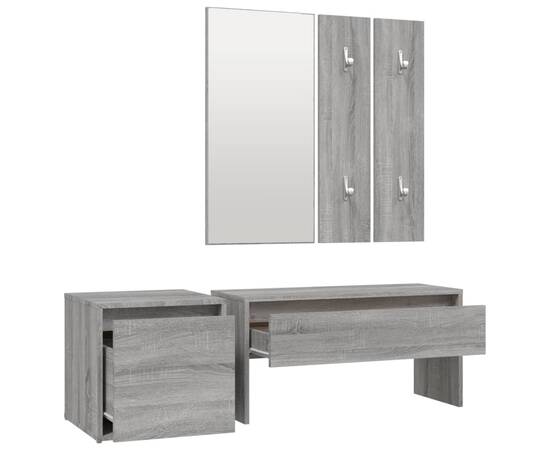 Set de mobilier pentru hol, gri sonoma, lemn prelucrat, 5 image