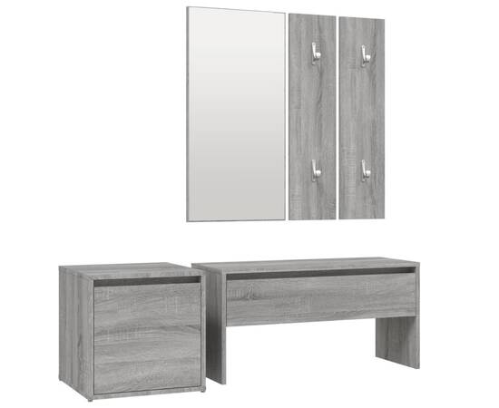 Set de mobilier pentru hol, gri sonoma, lemn prelucrat, 2 image