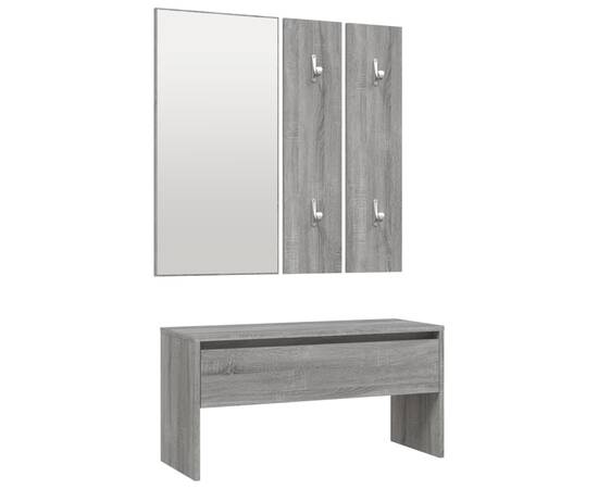 Set de mobilier pentru hol, gri sonoma, lemn prelucrat, 6 image