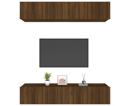 Comode tv, 4 buc., stejar maro, 80x30x30 cm, lemn compozit, 4 image