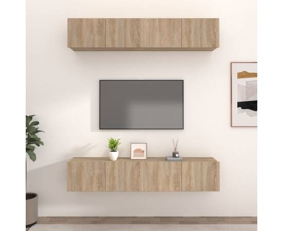 Comode tv, 4 buc., stejar sonoma, 80x30x30 cm, lemn compozit