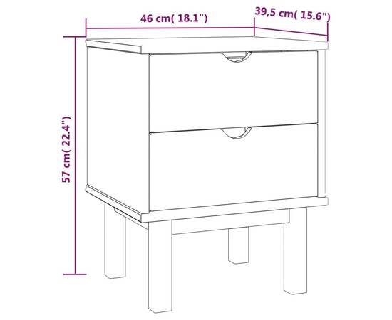 Noptieră, maro și alb, 46x39,5x57 cm, lemn masiv de pin, 6 image