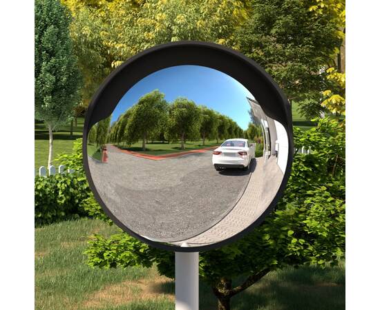 Oglindă de trafic convexă exterior, negru, Ø45 cm, policarbonat
