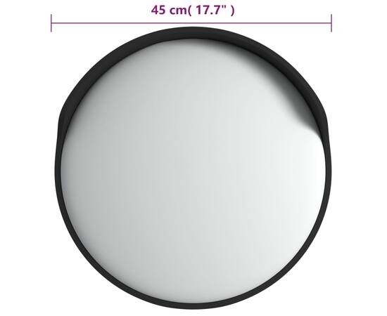 Oglindă de trafic convexă exterior, negru, Ø45 cm, policarbonat, 8 image