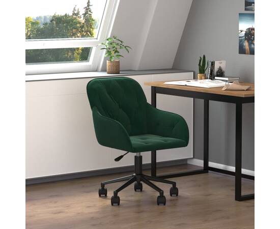 Scaun de birou pivotant, verde închis, catifea