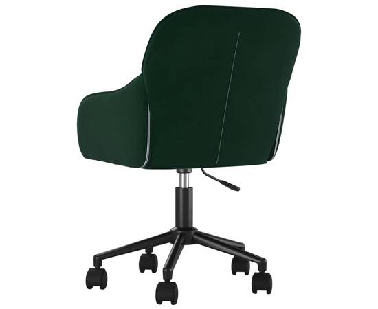 Scaun de birou pivotant, verde închis, catifea, 5 image