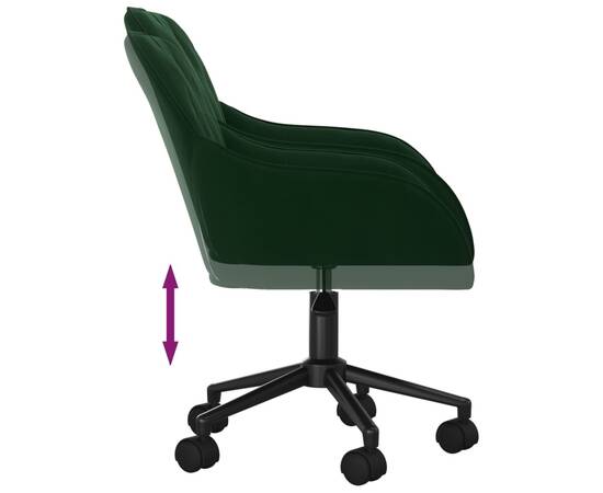 Scaun de birou pivotant, verde închis, catifea, 6 image