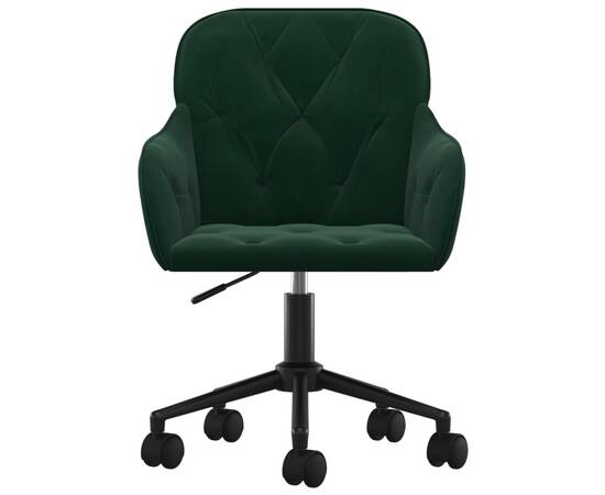 Scaun de birou pivotant, verde închis, catifea, 3 image