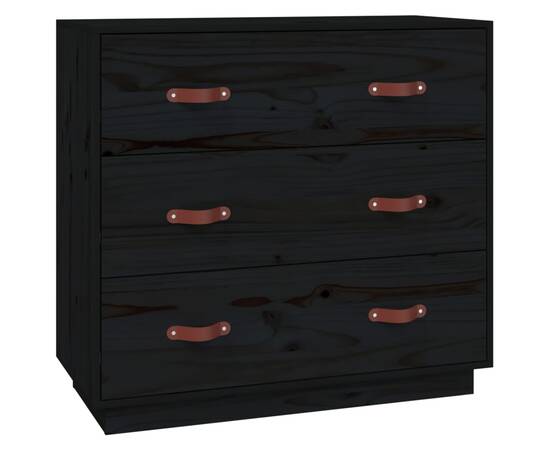 Servantă, negru, 80x40x75 cm, lemn masiv de pin, 2 image