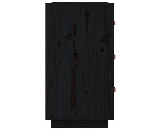 Servantă, negru, 80x40x75 cm, lemn masiv de pin, 5 image
