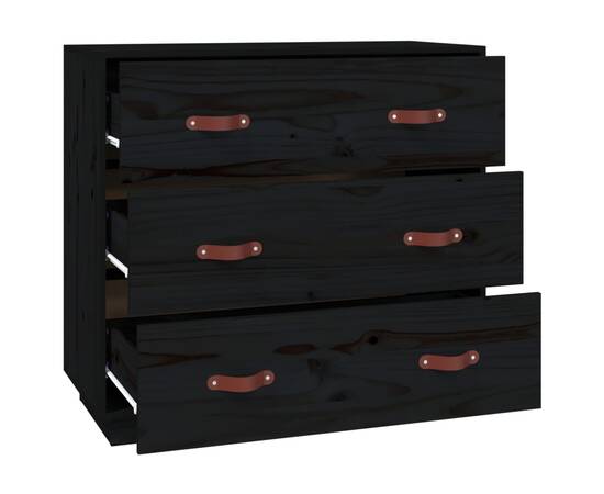 Servantă, negru, 80x40x75 cm, lemn masiv de pin, 4 image