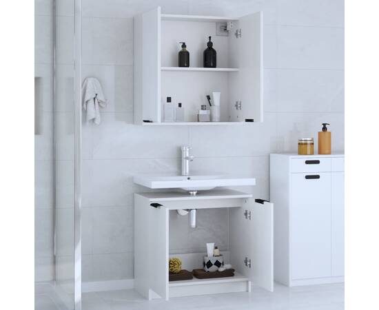 Set dulap de baie, 2 piese, alb, lemn prelucrat, 3 image
