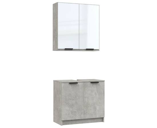 Set dulap de baie, 2 piese, gri beton, lemn prelucrat, 2 image