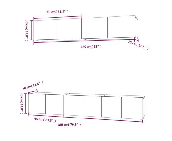 Set dulap tv, 5 piese, alb, lemn prelucrat, 11 image