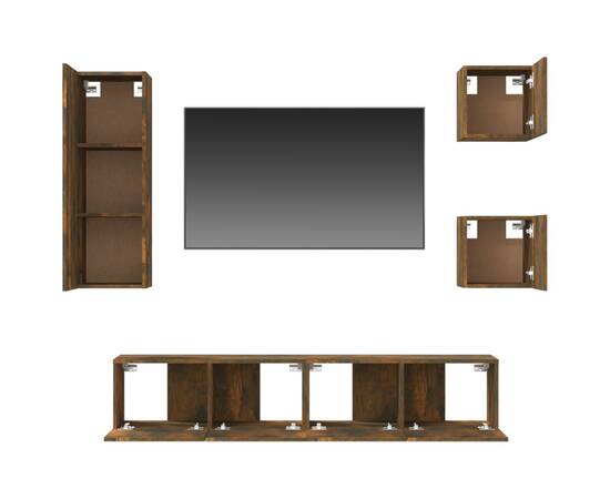 Set dulap tv, 5 piese, stejar fumuriu, lemn prelucrat, 6 image