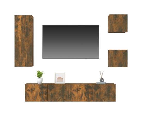 Set dulap tv, 5 piese, stejar fumuriu, lemn prelucrat, 4 image