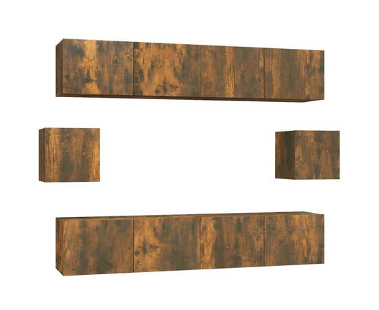 Set dulapuri tv, 6 piese, stejar fumuriu, lemn prelucrat, 2 image
