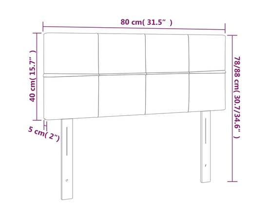 Tăblie de pat, gri deschis, 80x5x78/88 cm, textil, 8 image