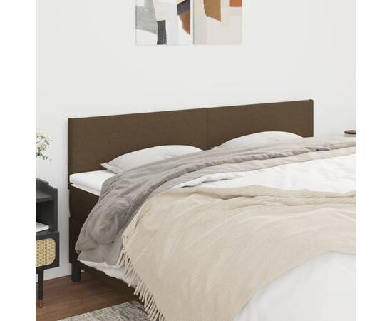 Tăblii de pat, 2 buc, maro închis, 80x5x78/88 cm, textil