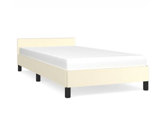 Cadru de pat cu tăblie, crem, 80x200 cm, piele ecologică, 2 image