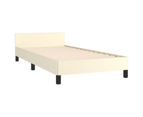 Cadru de pat cu tăblie, crem, 80x200 cm, piele ecologică, 4 image